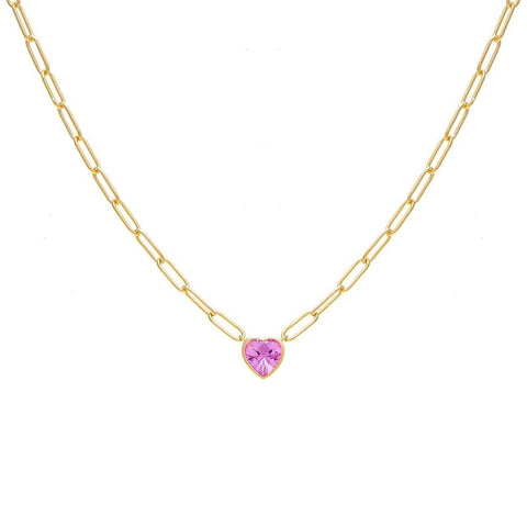 925 Sterling Zircon Heart Pendant Necklaces For Women-JW00077-Veeddydropshipping