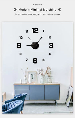 3D Wall Clock Luminous Frameless Wall Stickers-HA00205-Veeddydropshipping