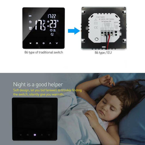 Tuya WiFi Smart Thermostat LCD Display Touch Screen for Water Electric-TI01010-Veeddydropshipping