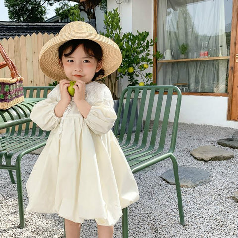 Girls Party Princess Dress Kids Puff Sleeve Shaggy Dress-Veeddydropshipping