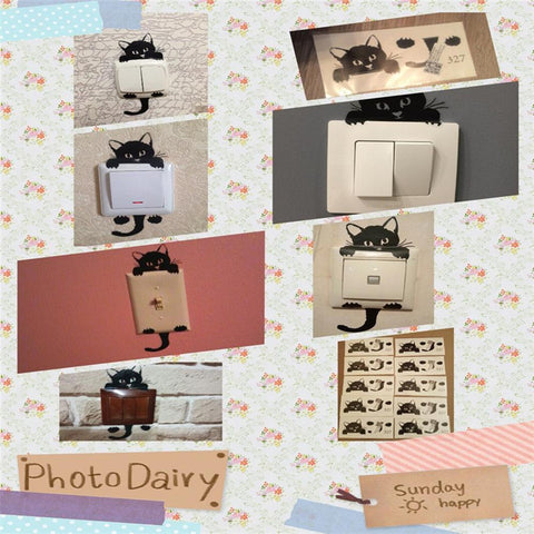 Lovely Cat Light Switch Phone Wall Stickers-HA00214-Veeddydropshipping