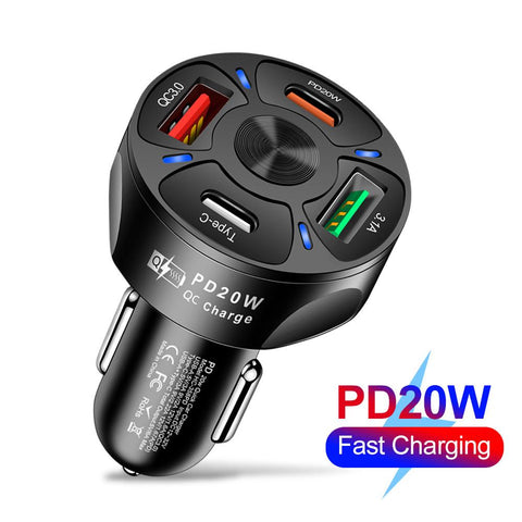 MZX 4 Ports Car Charger Fast Charge 2 USB-A-PA01152-Veeddydropshipping