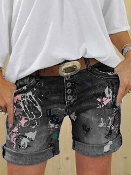 Women jeans high-waisted denim shorts-WF00476-Veeddydropshipping