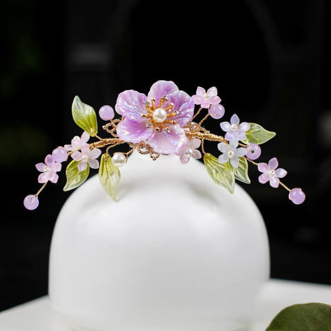 Purple Flower Hair Clips Vintage Butterfly Hairpins Pendant Hair -JW00543-Veeddydropshipping