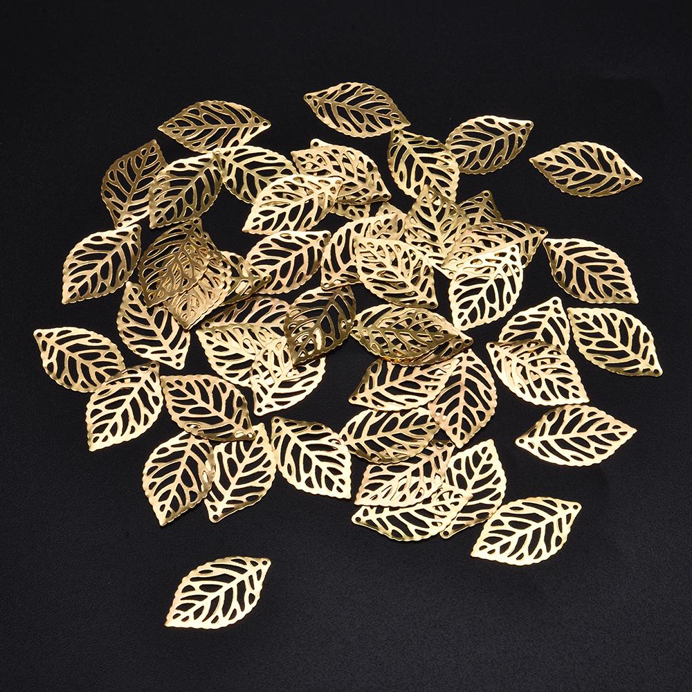 50Pcs Leaves Filigree Metal Crafts Jewelry DIY Wedding -JW00529-Veeddydropshipping