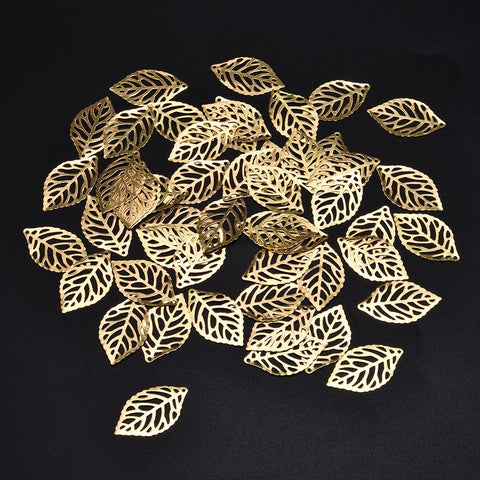 50Pcs Leaves Filigree Metal Crafts Jewelry DIY Wedding -JW00529-Veeddydropshipping