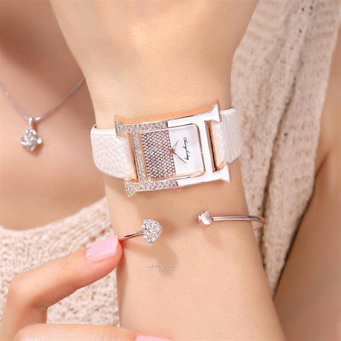 Diamond Luxury Leather Ladies Quartz Watch Crystal -JW00940-Veeddydropshipping