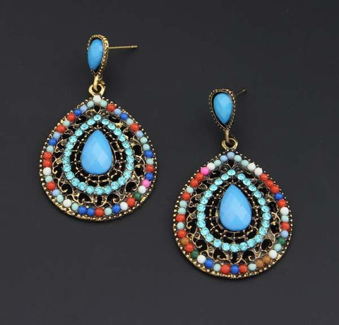 Dangle Vintage Red Big Crystal Drop Earrings Wedding Earrings Jewelry-JW01441-Veeddydropshipping