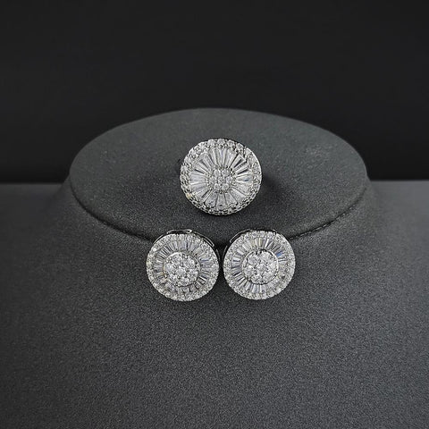2pcs Pack silver color bride Cushion Cut Zircon Jewelry Set  -JW00358-Veeddydropshipping
