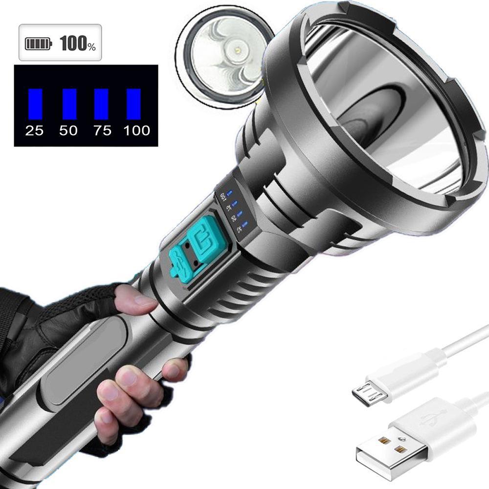 Big Strong Light LED Flashlight USB Rechargeable Tactical Hunting-TI00784-Veeddydropshipping