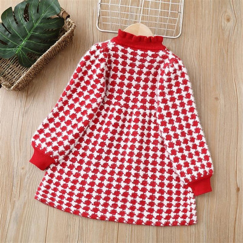 Spring Autumn Girls Children Knitted Woolen Dresses-Veeddydropshipping