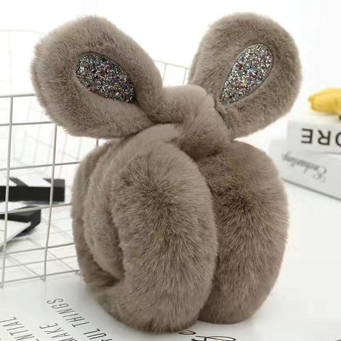 Cute Rabbit Ears Warm Earflaps Thicken Furry Fold-Veeddydropshipping