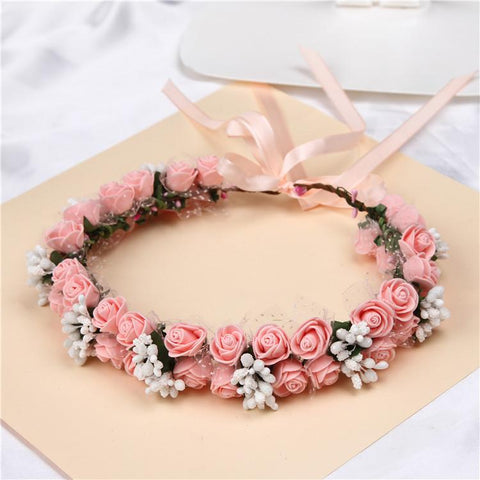 Artificial Rose Wedding Flower Bridesmaid Head Hand Ring-HA00758-Veeddydropshipping