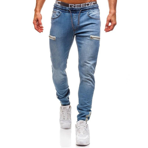 eans Sports MDrawstring Jeans Elastic Slim Pencil Pants-MF00606-Veeddydropshipping