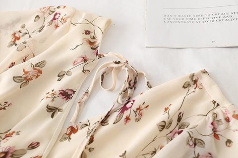 Women Ruffled Short-sleeved Chiffon Dress-WF00056-Veeddydropshipping