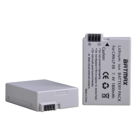 2Pcs 1800mah LP-E8 LP E8 LPE8 Camera Battery for Canon EOS 550D 600D 650D 700D -CE00299-Veeddydropshipping
