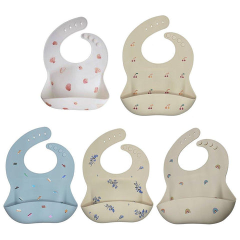 Ins Style Print Baby Bibs Waterproof Soft Silicone Baby Feeding Stuff Cute-TB00466-Veeddydropshipping