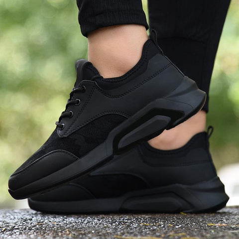 Black Fashion Jogging Trainers Flat Casual Comfortable-BS01382-Veeddydropshipping