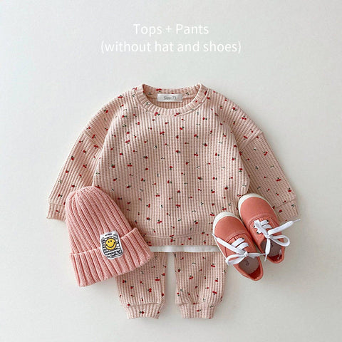 2022 New Toddler Kids Waffle Cotton Clothes Set Many Fruits Print-Veeddydropshipping-8