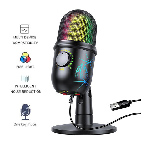 USB Condenser Microphone With Mute Noise Reduction Ear Return Function-CE01110-Veeddydropshipping