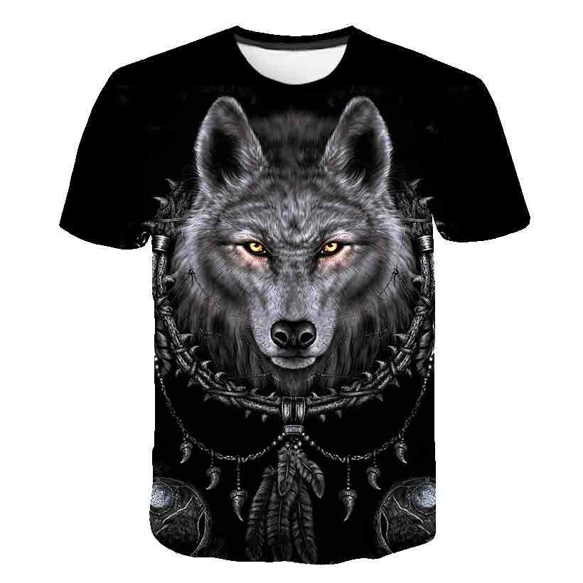 Kids Boys T-shirt Baby Short Sleeve Animal Wolf Tops Children Summer Print-TB01145-Veeddydropshipping