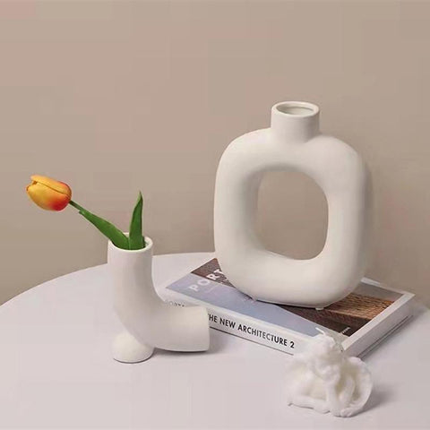 Nordic Ceramic Vase Beige Plant Pot Home Decor-HA01824-Veeddydropshipping