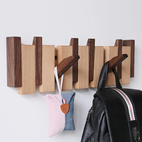 Beech Walnut Coat Rack Wall Mounted Sticks-HA01718-Veeddydropshipping