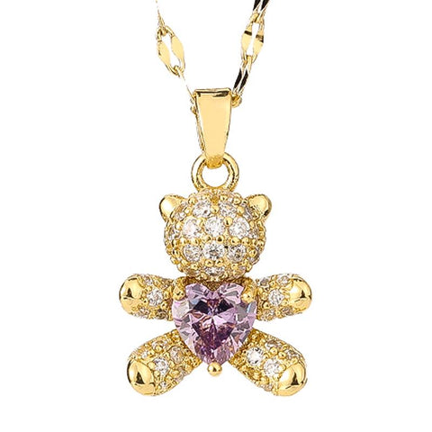 Lovely Bear  Dolphins Necklaces for women golden-JW01273-Veeddydropshipping