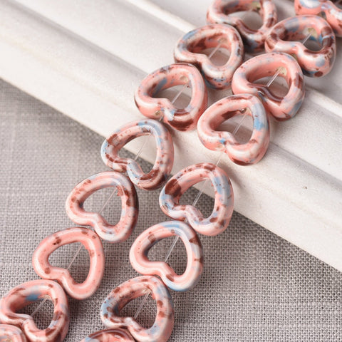 Heart  Shape Porcelain Loose Beads For Jewelry Making DIY Crafts Findings-JW01520-Veeddydropshipping