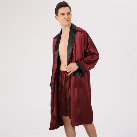 Size Satin Bathrobe Soft Cozy Long-sleeved Hotel Sauna-MF01564-Veeddydropshipping