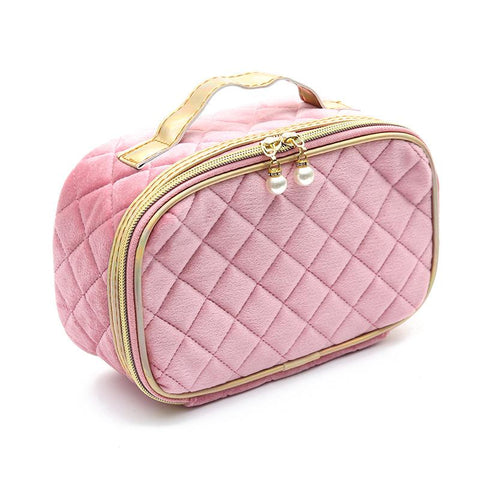 Bag Pearl Zipper Pure Color Checkered Travel-BS00567-Veeddydropshipping