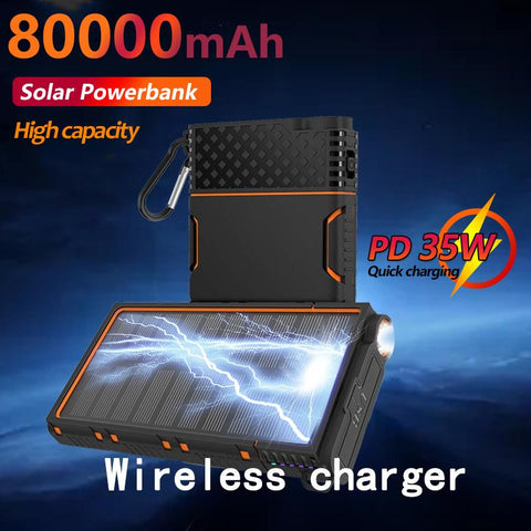 New Sale 80000mAh Solar Portable Large Capacity Ultra-thin Power Bank with Led Lamp-PA00459-Veeddydropshipping