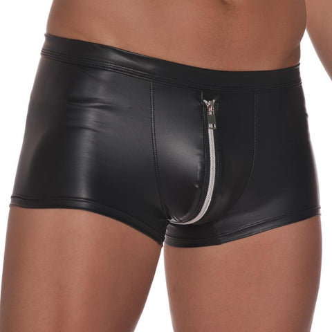 Leather Zipper Boxers Underpants Male Comfortable High Quality-MF01417-Veeddydropshipping