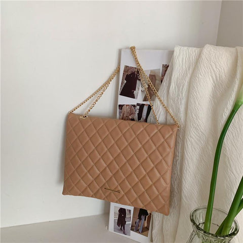 Plaid Pu Leather Crossbody Bags For Women Large Envelope-BS00116-Veeddydropshipping