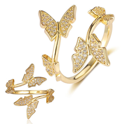 Copper Cubic Zirconia Butterfly Jewelry Wholesale Women Fashion Ring-JW01403-Veeddydropshipping