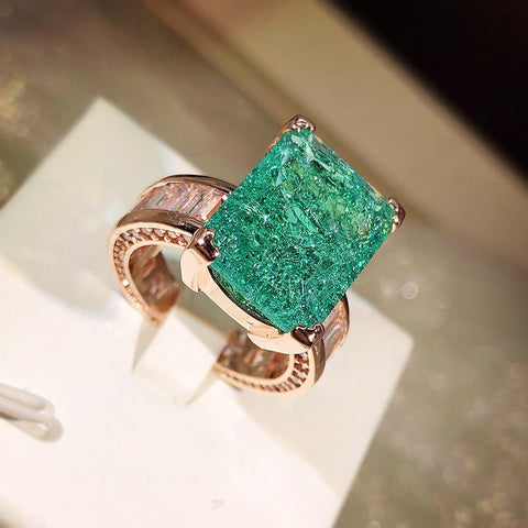 18K Gold Emerald Couples Ring For Women Full Diamond Zircon-JW00021-Veeddydropshipping