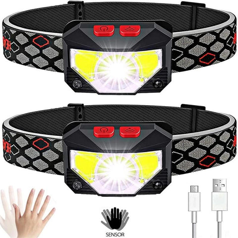 2 pack Powerful LED Headlight Sensor Head Light USB Rechargeable-TI00783-Veeddydropshipping