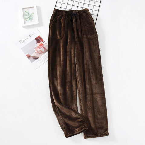 Pants High Waist Sleep Pants Fleece Comfortable Winter Warm Loose Straight Home-MF01600-Veeddydropshipping