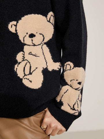 Minimalism Sweater For Women Fashion Bear Printed-WF00087-Veeddydropshipping