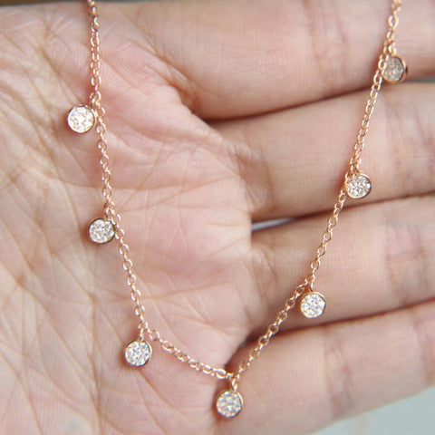 925 Sterling Silver Clear Fashion Dots Drip Drop Pendant Necklace -JW00078- Veeddydropshipping