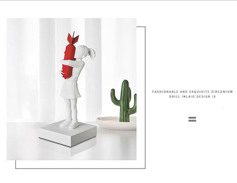 Ornament Realistic Modern Sculpture Girl Hugging-HA00326-Veeddydropshipping