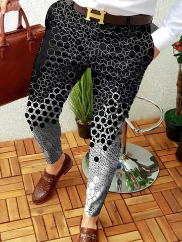 Trousers Retro Pattern Print Straight Long Pants Mens-MF00428-Veeddydropshipping