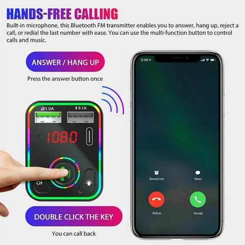 Led Backlight Car Bluetooth-compatible Fm Transmitter Mp3 Tf/u Disk Player Hands-PA00777-Veeddydropshipping