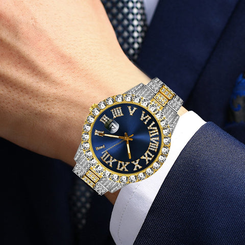 Luxury Gold Stainless Steel Full Diamond  Quartz Wristwatches-JW00746-Veeddydropshipping