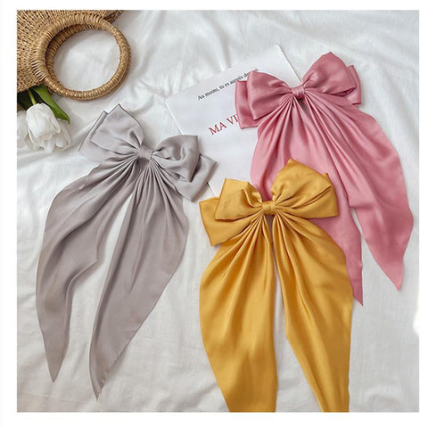 Color Big Large Satin Bow Hairpins Barrettes For Women Girl  -JW00458-Veeddydropshipping