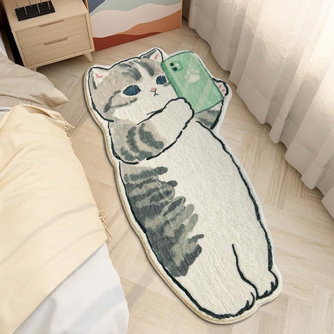 Funny Cat Mat Bedside Soft Cartoon Floor Mat-HA00492-Veeddydropshipping