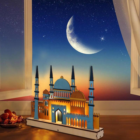 Night Lights Ornament Decor 3D Mosque Castle LED Islamic-HA00318-Veeddydropshipping