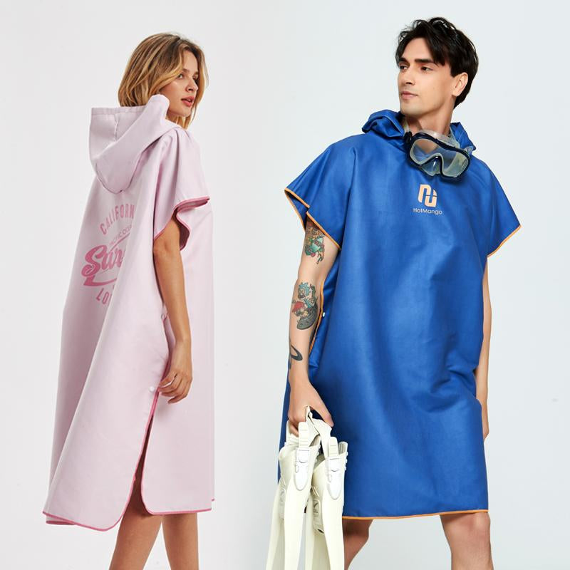 Microfiber Poncho Towel Surf Beach Wetsuit Changing Bath Robe with Hood-OS00161-Veeddydropshipping