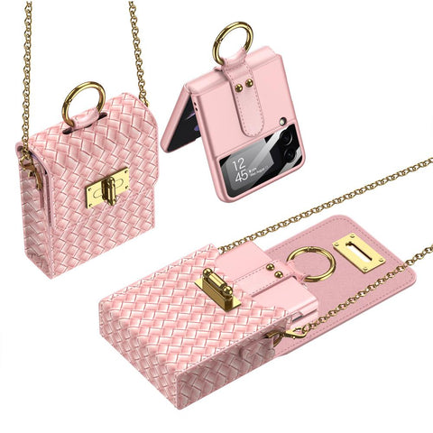 PU Leather Chain Phone Bag for Samsung Galaxy Z Flip 4 Flip3 Case-PA00210-Veeddydropshipping