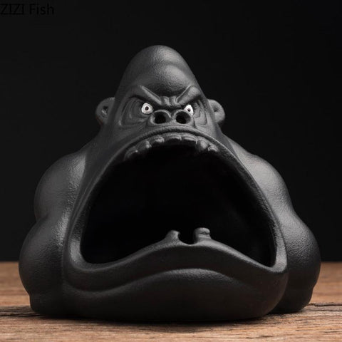 Ceramic Cartoon Animal Ashtray Orangutan-HA00995-Veeddydropshipping